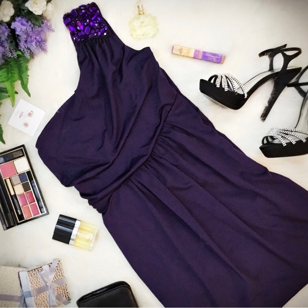 Apollo Deep Purple One Shoulder Special Occasion, Prom, Cocktail, Dress